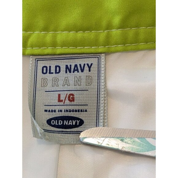 Vintage Old Navy Mens White Board Swim Shorts Size L Black Green Stripes Cargo - Picture 4 of 5